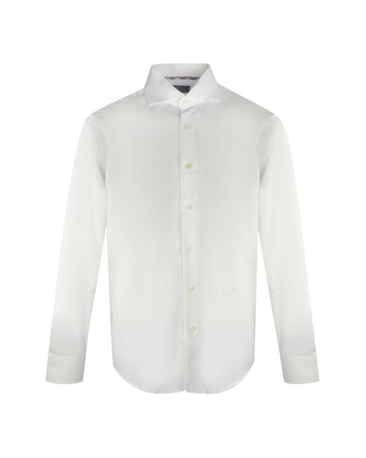 Aquascutum White Branded Plain Long Sleeve Shirt Cotton for men