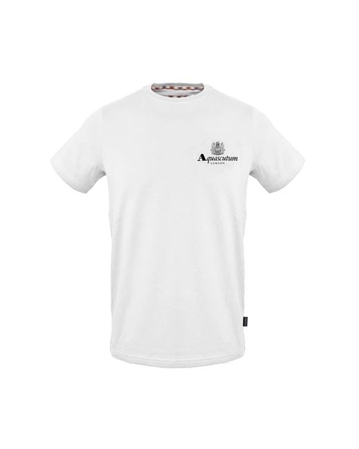 Aquascutum White Regular Fit Crew Neck Short Sleeve T-Shirt for men