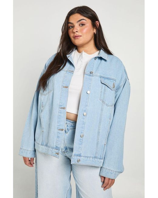 Boohoo Blue Plus Oversized Denim Jacket