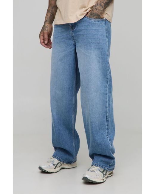 BoohooMAN Blue Tall Drop Pocket Detail Relaxed Fit Jeans for men