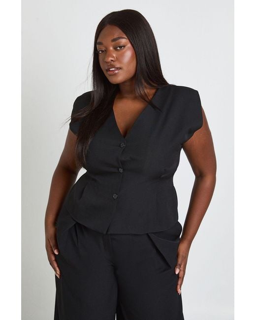 Boohoo Black Plus Sleevless Cinched Waistcoat