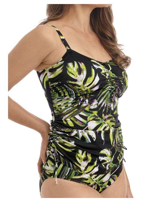Fantasie Black Palm Valley Adjustable Side Tankini Top Nylon