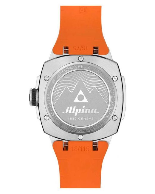 Alpina Gray Seastrong Diver Extreme Watch Al-525Bo3Ve6 Rubber