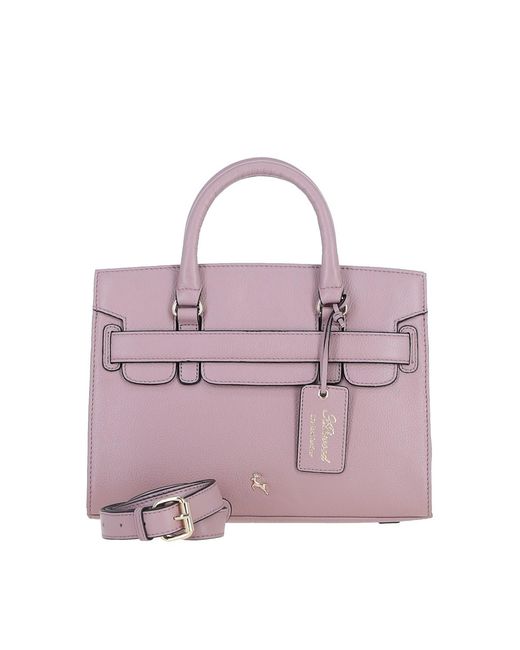 Ashwood Leather Pink 'Fiorella' Real Handbag With Detachable Crossbody Strap