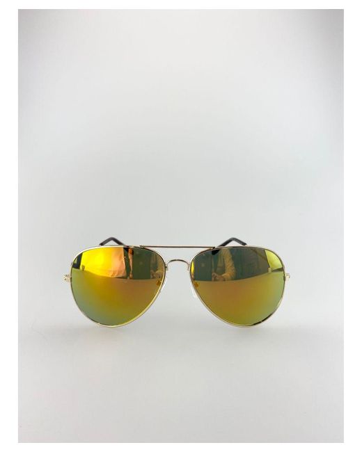 SVNX Brown Metal Frame Aviator Sunglasses Mirrored Lense