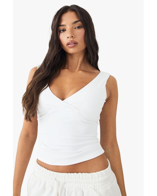 DSGN Studio White Sculpt Wrap Front Padded Vest Top