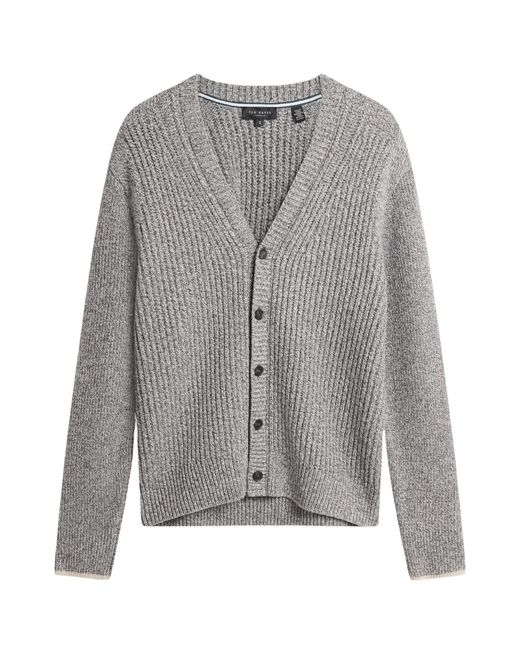 Ted Baker Gray Alman Ribbed Button Cardigan for men