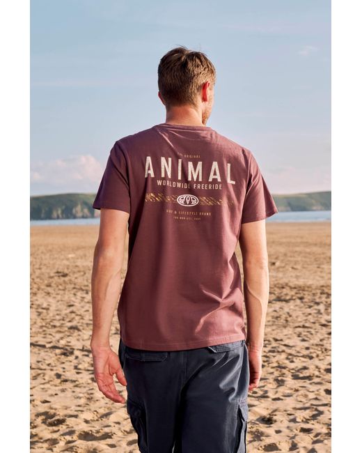 Mountain Warehouse Red 'Jacob' Cotton T-Shirt Comfy Beach Summer Casual Tee for men