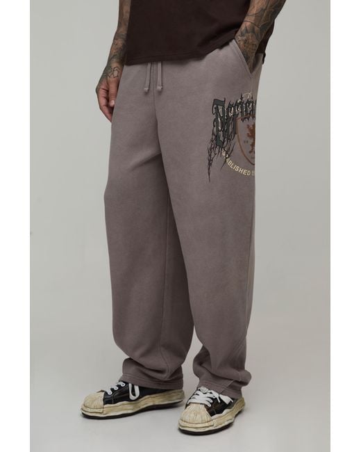 BoohooMAN Brown Tall Balloon Fit Washed Gothic Seam Detail Jogger for men