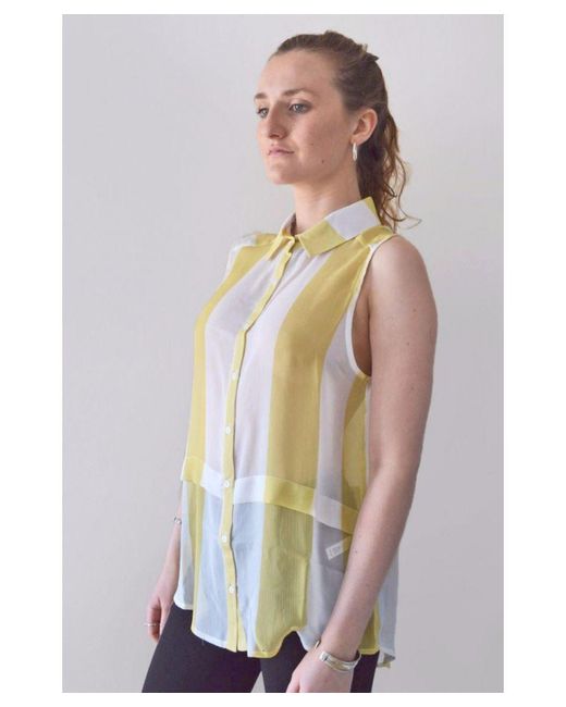 Secret Label Green Striped Sleeveless Chiffon Blouse