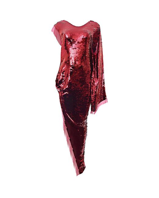 Rick Owens Red Edfu Sequin Caped Gown