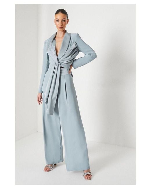 Coast Blue Wide Leg Trouser With Satin Pleated Waistband