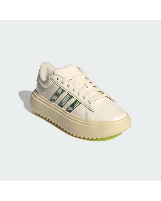 Adidas White Grand Court Platform Shoes