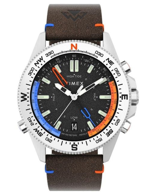 Timex Gray Expedition North Tide-temp-compass Brown Watch Tw2v64400 Leather for men