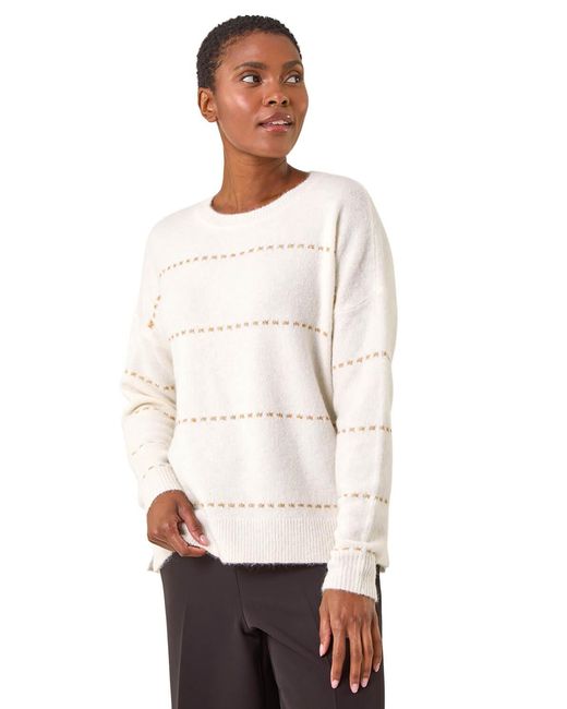 Roman White Shimmer Detail Knit Jumper
