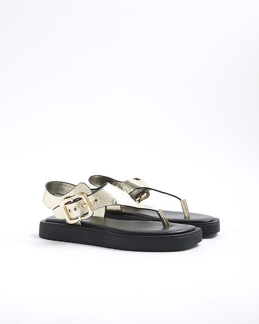River Island White Thong Sandals Toe Pu