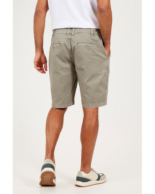 Brave Soul Natural Cotton Twill Elasticated Waist Shorts for men