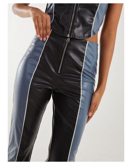 Pink Vanilla Blue Pu Flared Trousers