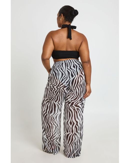 Boohoo Black Plus Chiffon Beach Trouser