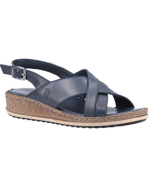 Hush Puppies Vrouwen/ Elena Leren Wigsandaal (marine) in het Blue