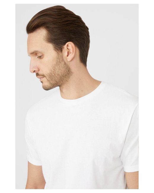 MAINE White Cotton Crew Neck T-Shirt for men