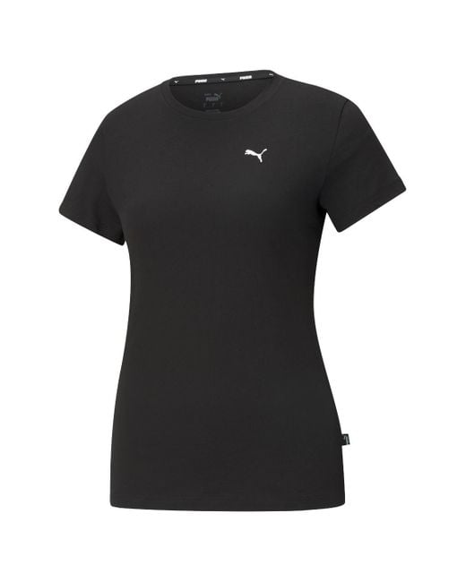 PUMA Black Ladies Small Logo T-Shirt Cotton
