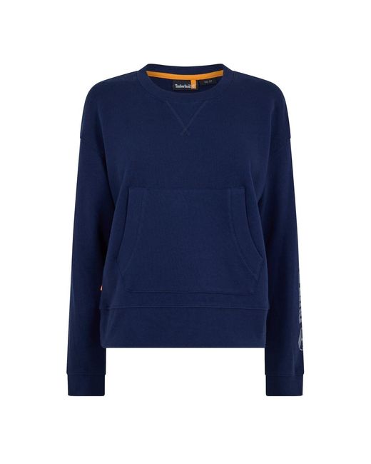 Timberland Blue Crew Neck Long Sleeve Kangaroo Pocket Sweatshirt