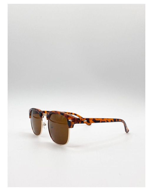 SVNX White Tortoiseshell Retro Frame Metal Wayfarer Sunglasses Metal (Archived)