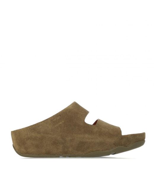 Fitflop Brown S Fit Flop Shuv Two-bar Suede Slide Sandals
