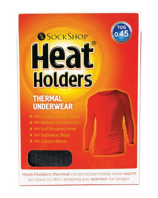 Heat Holders Gray Cotton Thermal Underwear Long Sleeve Top Vest for men