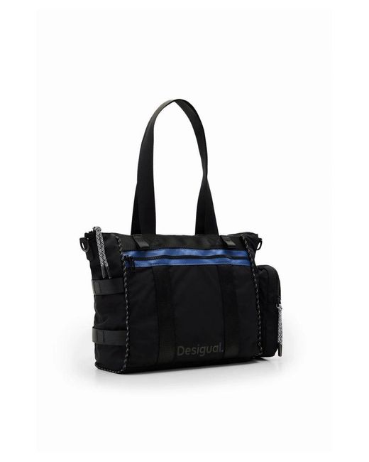 Desigual Black Print Handbag With Zip Fastening