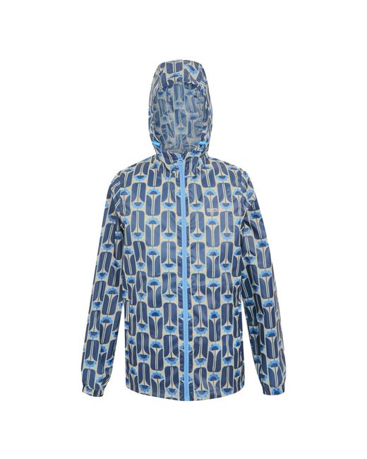 Regatta Blue Ladies Orla Kiely Tall Flowers Packaway Waterproof Jacket