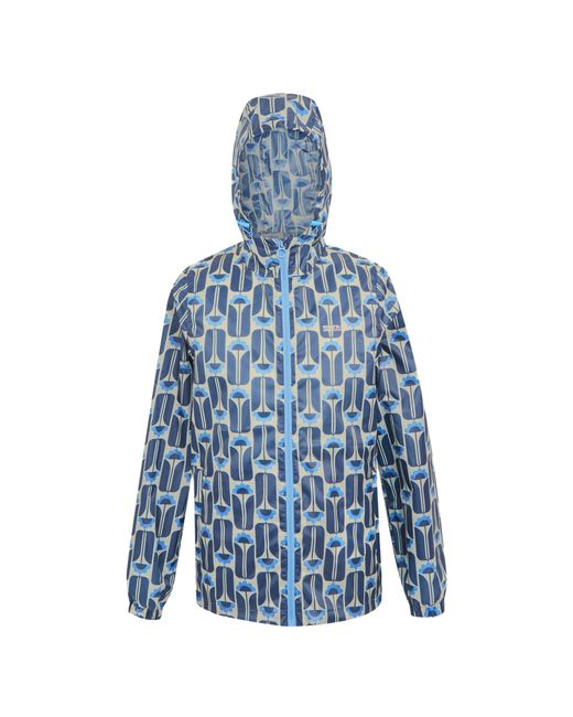 Regatta Blue Ladies Orla Kiely Tall Flowers Packaway Waterproof Jacket