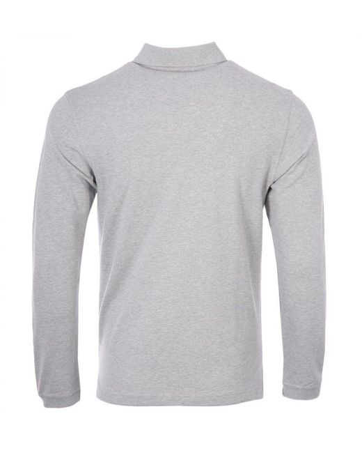 Barbour Gray Tartan Pique Long Sleeve Polo Shirt for men