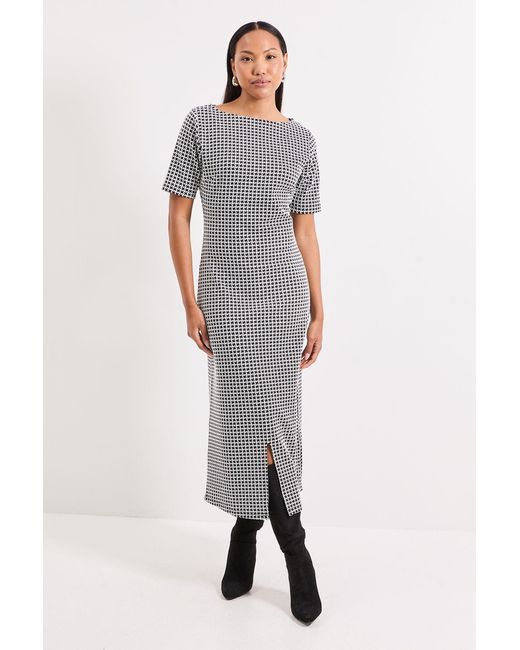 PRINCIPLES Multicolor Mono Slash Neck Ponte Midi Dress