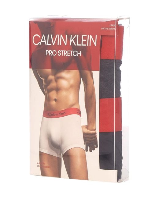 Calvin Klein Red 2 Pack Of Pro Stretch Trunks for men
