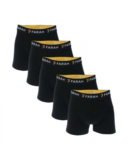 Farah Black Chorley 5 Pack Boxer Shorts for men
