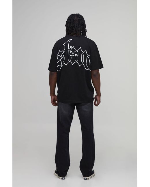 BoohooMAN Black Tall Oversized Star Printed T-Shirt Cotton for men