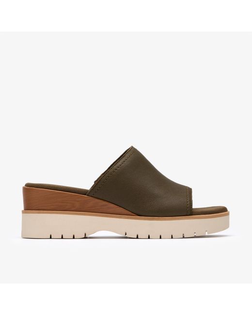 Clarks Brown Diaz Slide Dark Lea Sandals