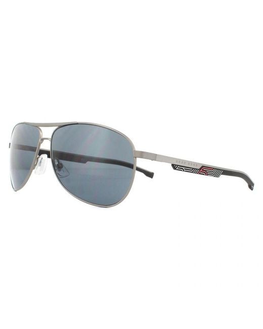 Boss Blue Aviator Semi Matte Ruthenium Sunglasses Metal for men