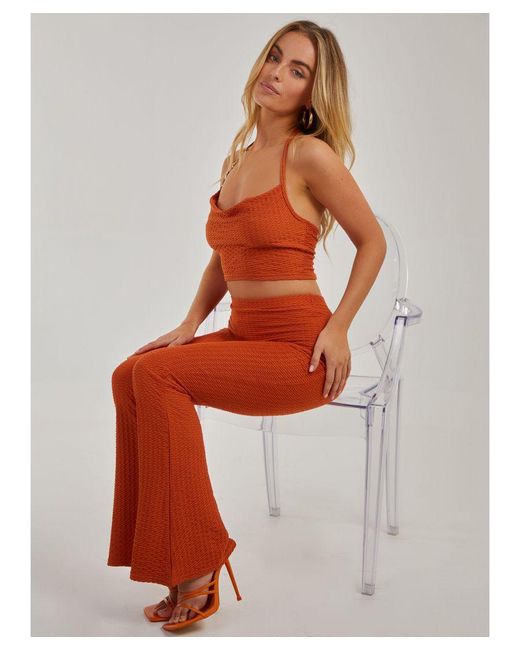 Pink Vanilla Orange Waffle Flared Trouser