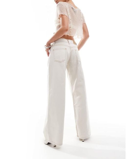 Motel White Roomy Wide Leg Low Rise Jeans