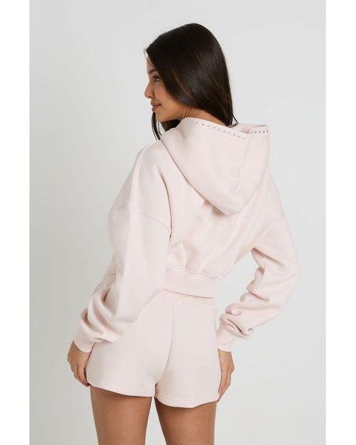 Boohoo Pink Stud Detail Sweat Short