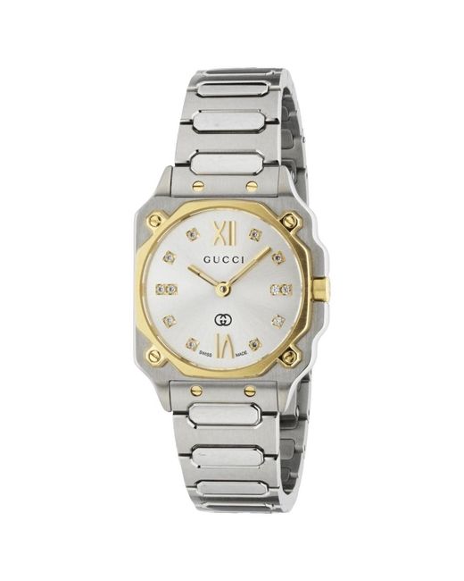 Gucci Metallic Ya166503 G-Flat Dial Ladies Watch Stainless Steel
