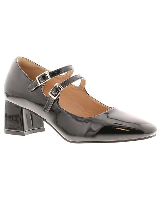Platino Brown Court Shoes Bustle Buckle Patent