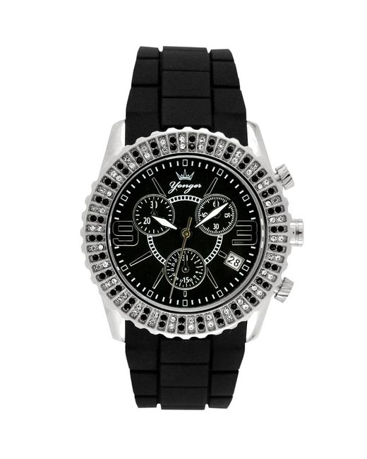 Yonger & Bresson Black And Dial Band Watch Rubber