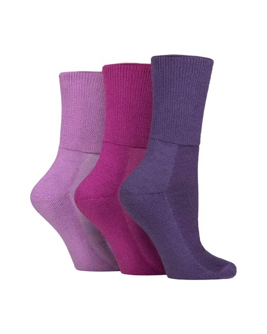 IOMI Purple 3 Pack Extra Wide Bamboo Diabetic Socks For Swollen Legs for men