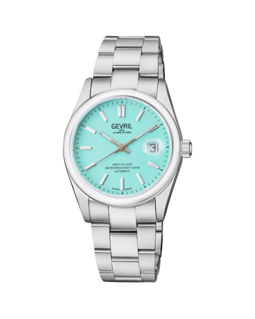 Gevril Blue Automatic West Village Tiffany Dial Stainless Steel Bracelet for men