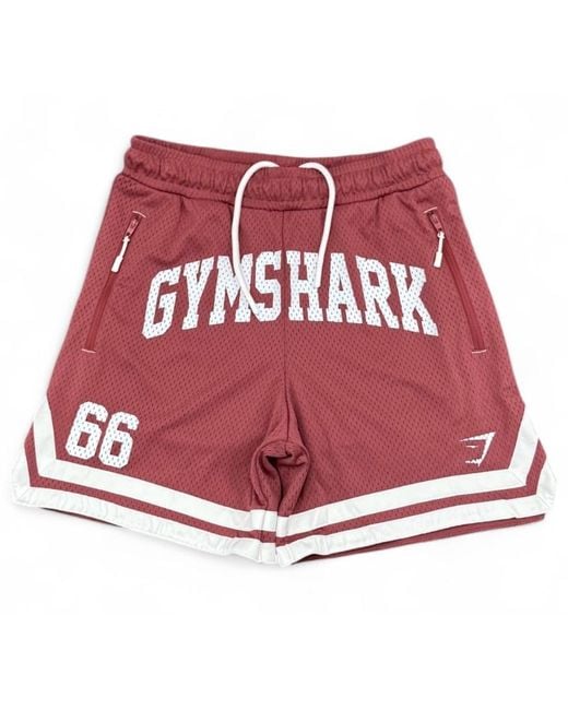 GYMSHARK Red Varsity Mesh Shorts for men