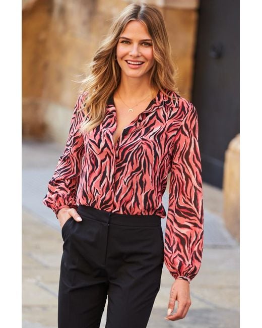 Sosandar Red Print Shirt